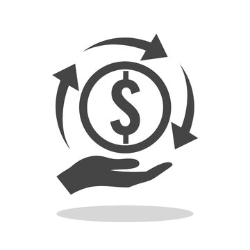 Cashback icon, return money with shadow