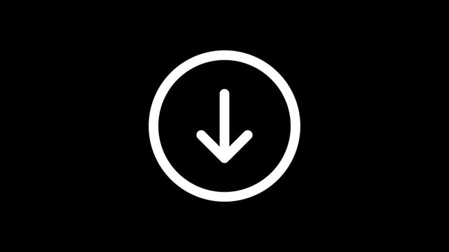 White Circular Download Animation on Black Background