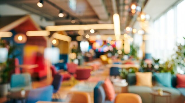 Blurred background of a vibrant and colorful indoor playground for children