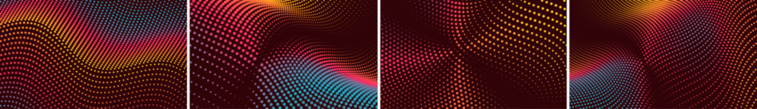 3D grid surface. Network illustration with particle. Fading pattern of solid circle dots. Wavy dotted background. Graphic design. Vector for brochure, poster, cover, presentation, flyer or banner.