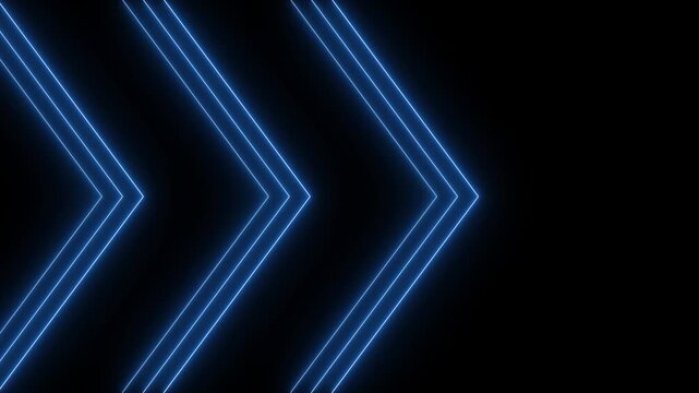 Minimalist dark black background with thin neon blue lines forming arrow patterns animation.