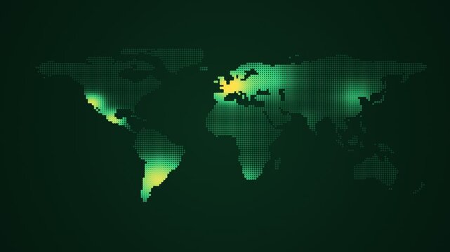 Global Heatmap Showing Data Distribution and Growth Over Time Across Continents