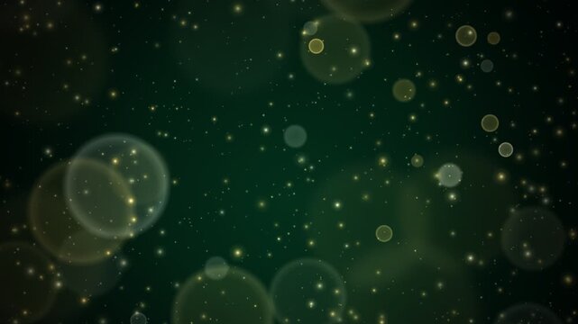 Abstract Bokeh Lights and Stars on Dark Green Background Video Clip