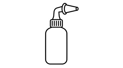 Fototapeta premium Medical ear washing spray bottle featuring an angled irrigation nozzle and directional flush tip, drawn as a clean black vector icon for audiology hygiene and personal clinical care