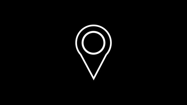 Pulsing white map location pin icon for navigation and satellite navigation interfaces