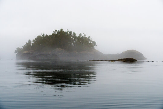 Canada, BC, Broughton Archipelago.  A small island in the mists of the Inside Passage.  One of the Plumper Islands in the Queen Charlotte Strait.