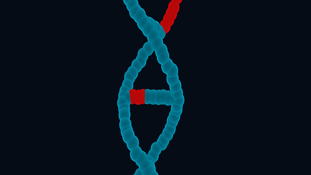 Animation showing damage to the DNA structure resulting from a viral attack
