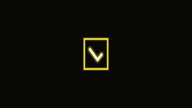 Neon yellow checkmark icon animation on black background, for ui and, task completion tick, glowing