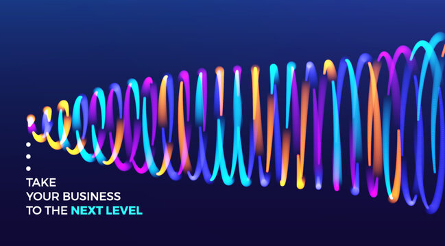 A vortex tunnel of big data. Concept of moving to the next level and achieving a new goal. A flow of ascending energy. Abstract technological background. A flow of particles in a funnel. Vector.