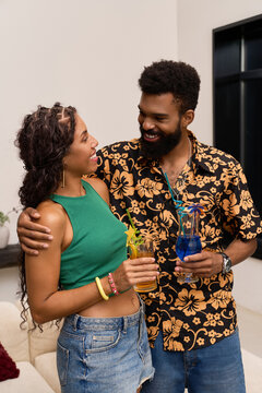 Loving African American couple sharing a warm moment at home
