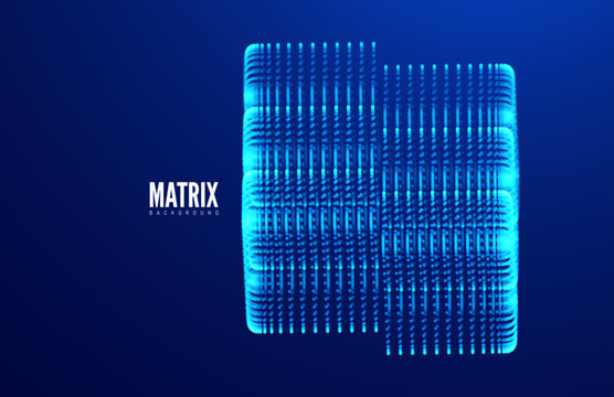 Two objects composed of points are drawn toward each other. Energy. A technological backdrop. Industrial style. A matrix concept. Suitable for themes related to technology, innovation, or cyberspace.