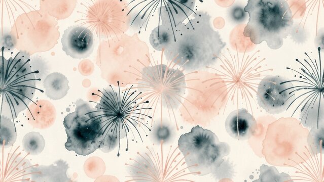 seamless abstract watercolor background pattern with soft bokeh spots and delicate lines in muted turquoise salmon and blue for luxury branding website design