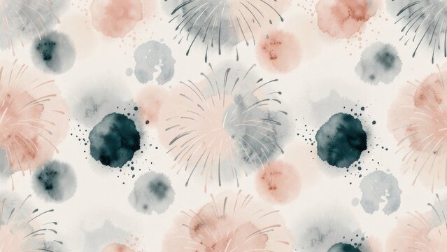 seamless abstract watercolor background pattern with soft bokeh spots and delicate lines in muted turquoise salmon and blue for luxury branding website design