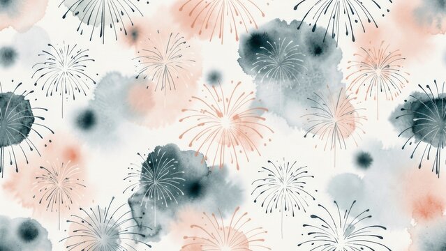 seamless abstract watercolor background pattern with soft bokeh spots and delicate lines in muted turquoise salmon and blue for luxury branding website design