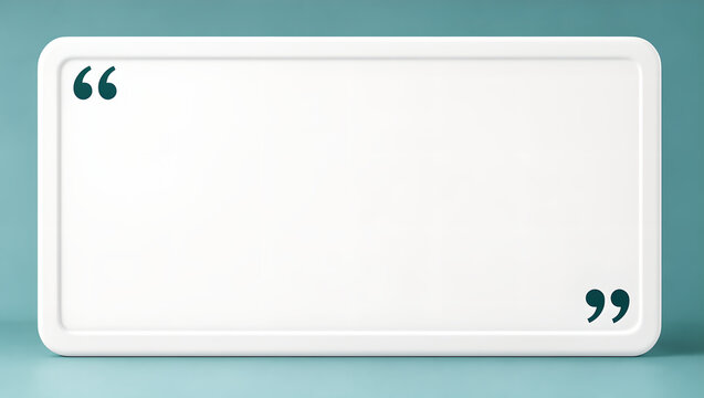 Minimalist rectangular frame with quote marks on a soft blue background for design.