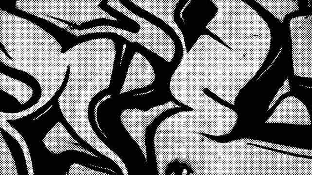 Animated Urban Grunge Background, Black and White Halftone Texture, Monochrome Graffiti, Distressed Street Art and Dynamic Abstract Motion. Dynamic urban animation with underground atmosphere.