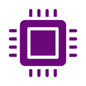 Purple computer processor chip icon isolated on a white background transparent background