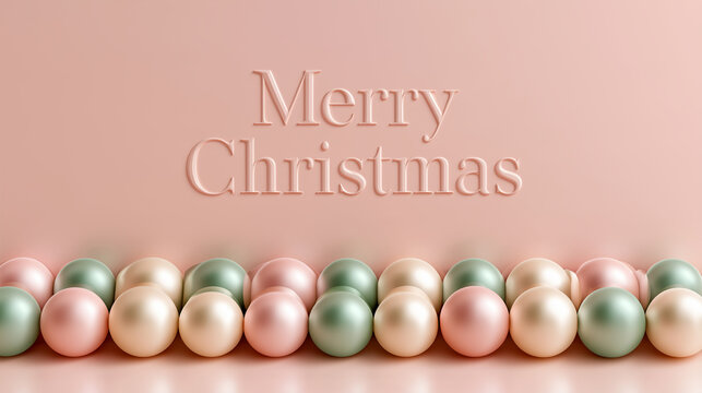 Soft pastel Merry Christmas 3D text background with copy space