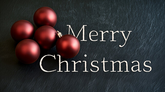 Moody Merry Christmas text background burgundy ornament copy space
