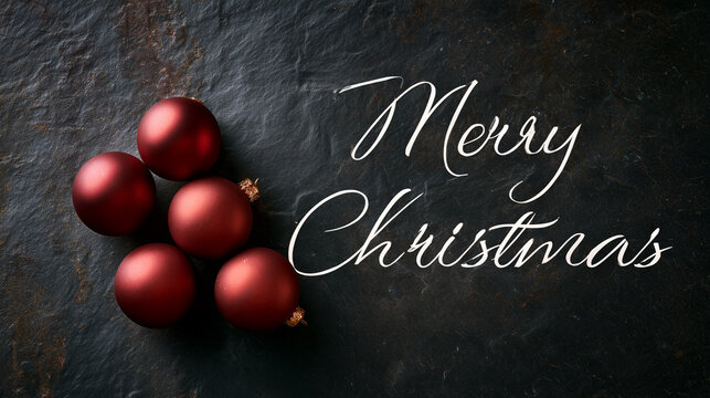 Moody Merry Christmas text background burgundy ornament copy space
