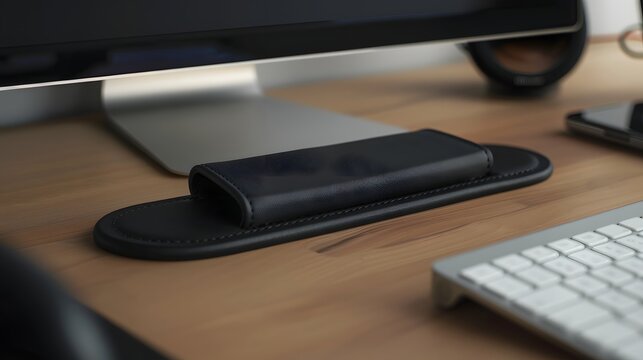 Minimalist Matte Black Leather Magnetic Cable Management Strip