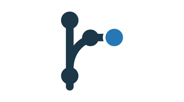 Git branch vector graphic symbol featuring branching network nodes for software development workflow processes