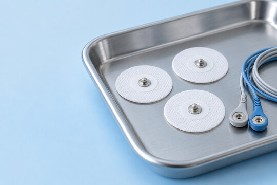 Adhesive Electrodes and Leads on a Metal Tray