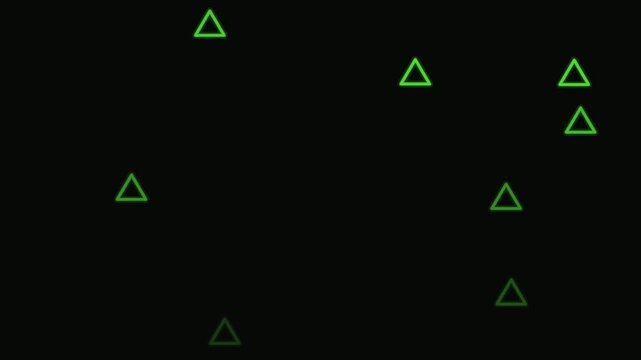 Neon green triangle geometric pattern motion background, abstract digital hud minimalist science fiction overlay