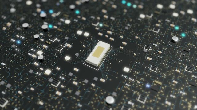 White Semiconductor Module with Gold Die on an Advanced Circuit Board
