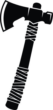 Tactical tomahawk axe vector icon with wrapped handle grip for survival camping wood cutting throwing and outdoor hunting