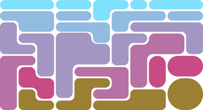 Abstract geometric bento grid background with rounded interlocking shapes. Modern UI card layout and pastel mosaic puzzle composition. Minimalist graphic dashboard backdrop and web banner