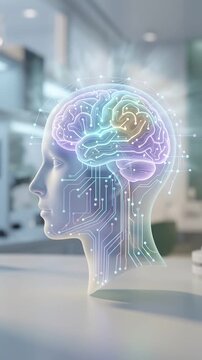 Glowing robotic head hologram