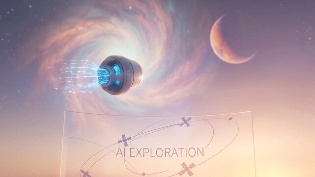 Spaceship entering cosmic portal