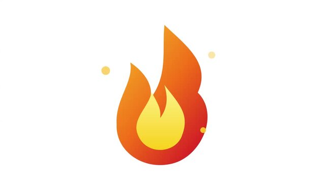 Three animated flame icons isolated on a white background
