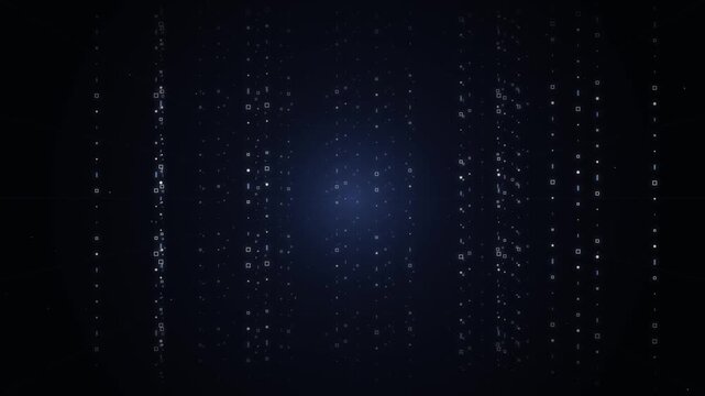 Digital data stream and binary code. Cyber security abstract video loop