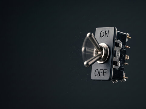 Metallic Power Toggle Switch Lever In ON Position