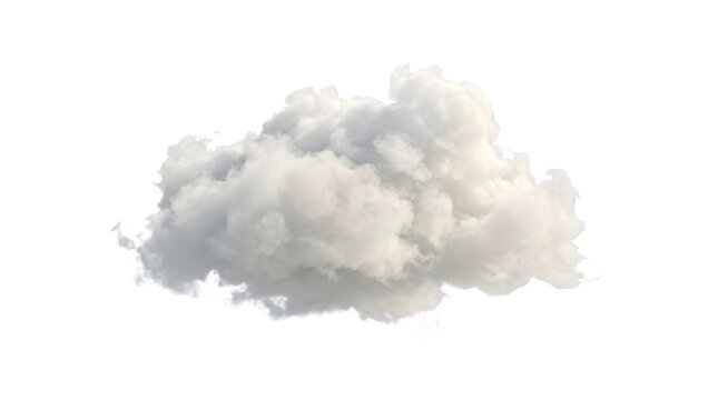 Single fluffy white cumulus cloud isolated on transparent background