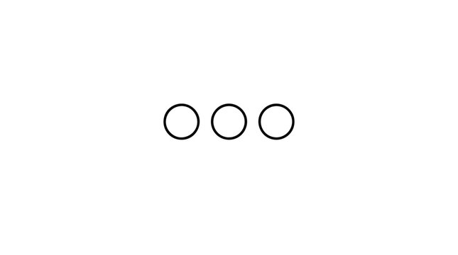 Triple dots overflow menu symbol composed of three outlined circular points aligned side by side, formed as a clean minimalist vector icon for application navigation and options interface