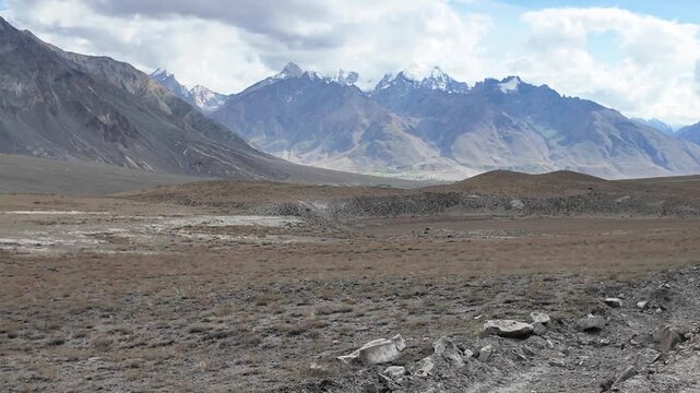 driving through the roads of Ladakh in the Indian Himalayas