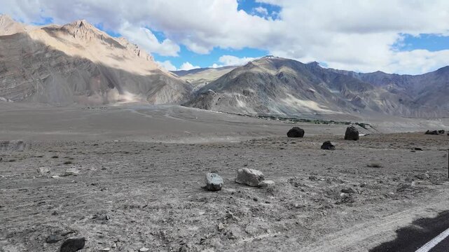 driving through the roads of Ladakh in the Indian Himalayas