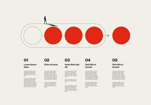Business Project Progress and Strategy Infographic Template with Minimal Illustration