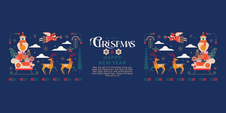 Luxury Merry Christmas and Happy New Year with decorations elements. for card, banner, background.