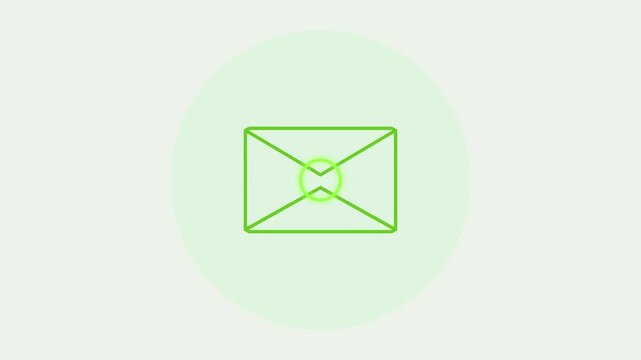 Minimalist green envelope icon animation for digital communication and email marketing concepts message