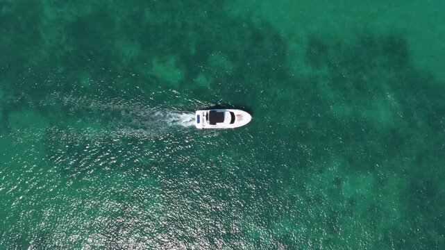 Luxury charter yacht in sea. Motor yacht luxury vessel. Boat motor yacht aerial. Motorboat tourism. Luxury boat yachting. Motorboat at sea. Vacation on summer