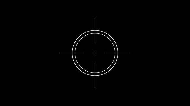 Military training , Military target icon animation .Crosshair, gun aim, sniper target, bullseye, hunting, target audience. Scanning moving target shape with alpha channel, Target, Aim, Goal icons.