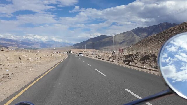 driving through the roads of Ladakh in the Indian Himalayas