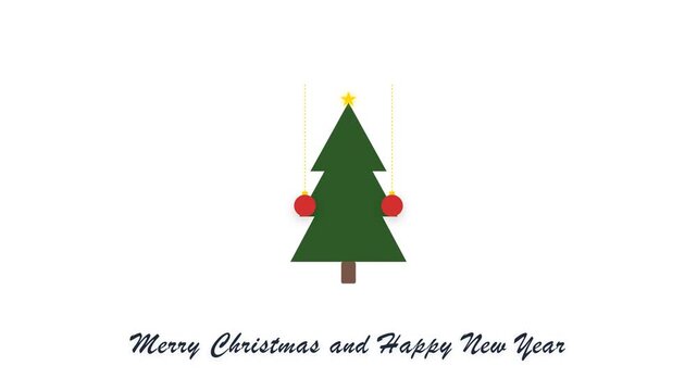 Minimalist animated Christmas tree with ornaments for holiday greetings