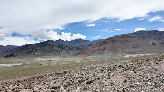 driving through the roads of Ladakh in the Indian Himalayas