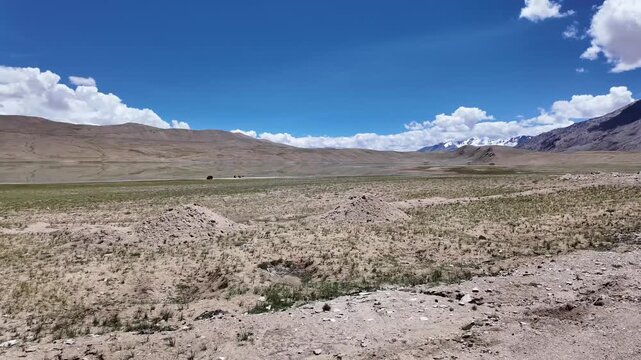 driving through the roads of Ladakh in the Indian Himalayas