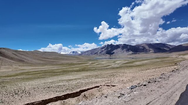 driving through the roads of Ladakh in the Indian Himalayas